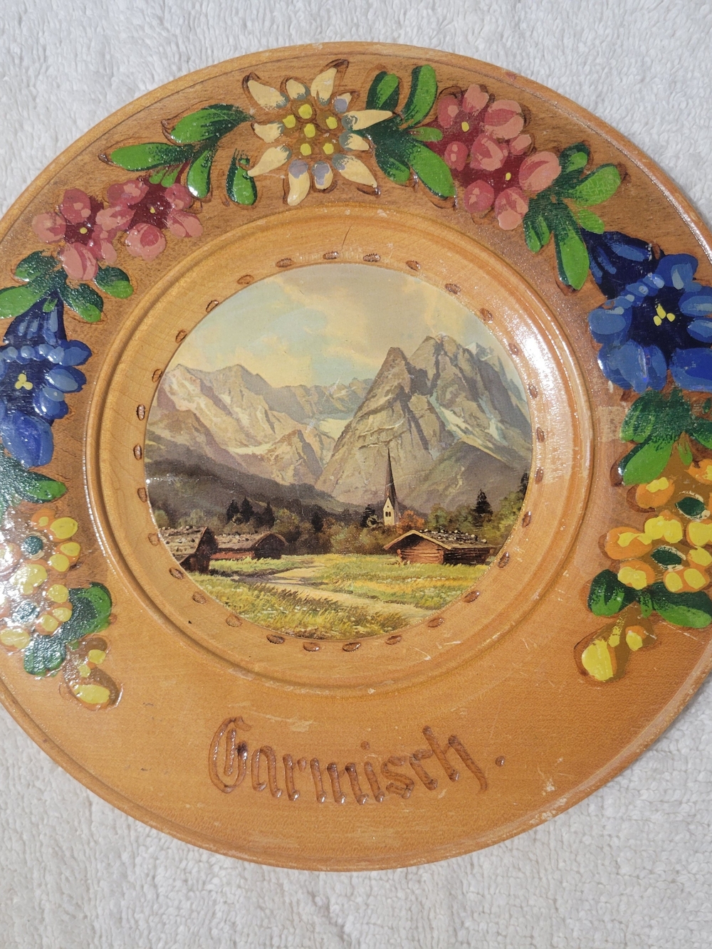 Garmisch Hand Painted Wood Plate